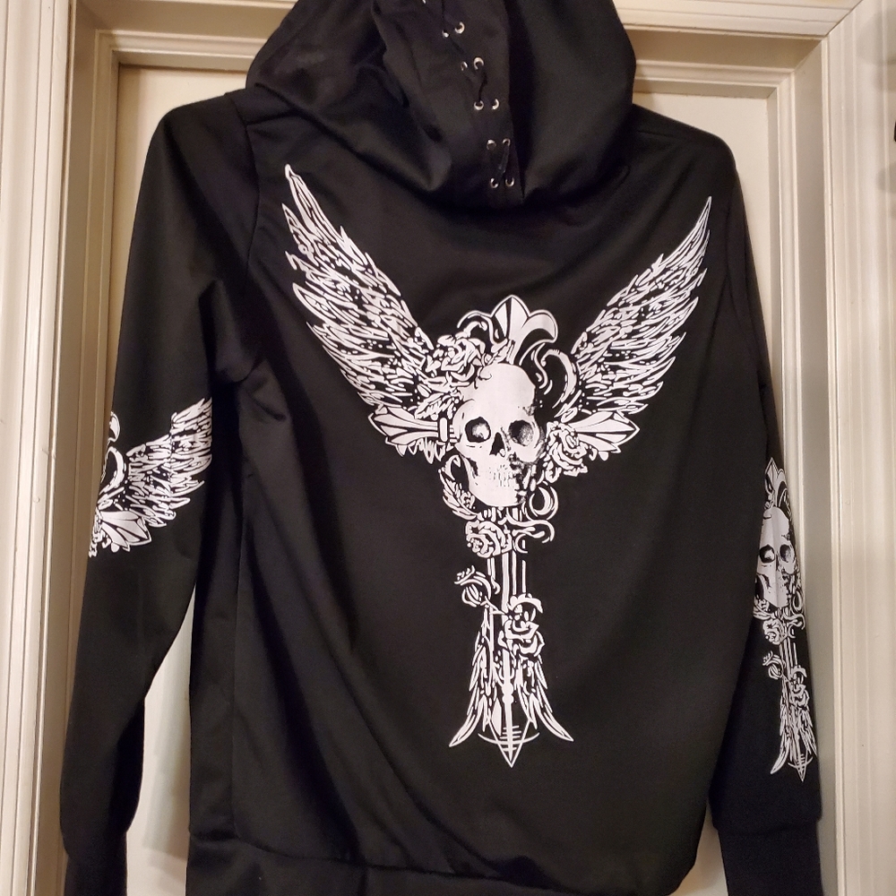 Womens skull zip up hoodie
